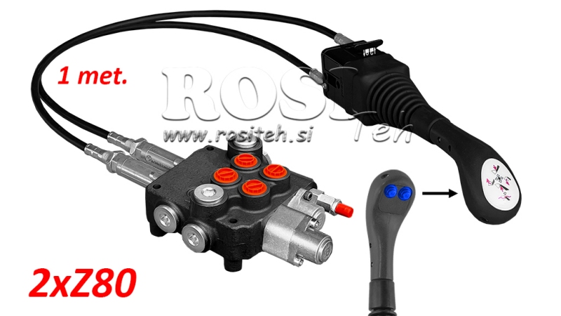 JOYSTICK 2x TLAČÍTKO - BOWDEN LANKO 1 m + HYDRAULICKÝ VENTIL 2xZ80 + PLOVOUCÍ FUNKCE