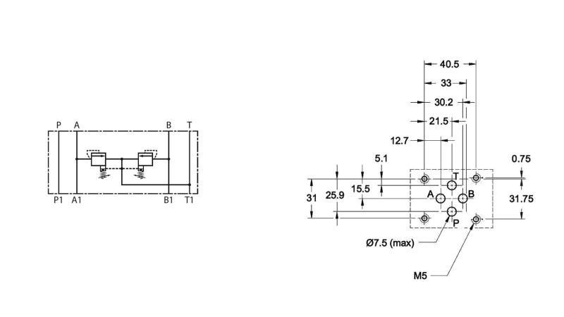 SAFETY VALVE CETOP 3 (AinB) 15-315 BAR