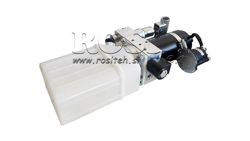 MINI HYDRAULICKÝ AGREGÁT 12V DC - 0.8kW = 0.5cc - 1.5 lit - jednofázová jednotka (PVC) s ruční pumpou