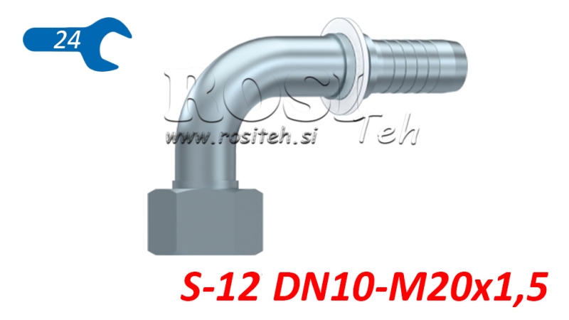 HYDRAULIC FITTING DKOS 12 WITH FEMALE ELBOW 90 DN10-M20X1.5