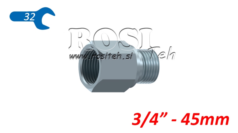 EXTENDED HYDRAULIC ADAPTER MALE-FEMALE 3/4