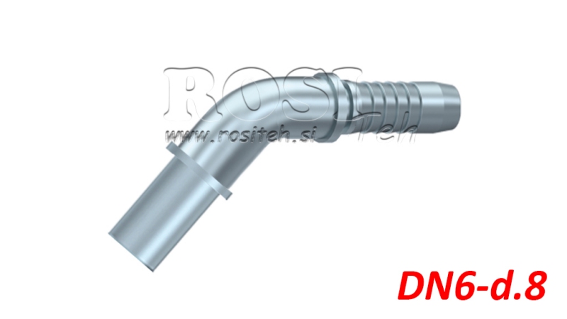 COUPLEUR HYDRAULIQUE DURITE TRANSITION COUDE 45° DN6-d.8