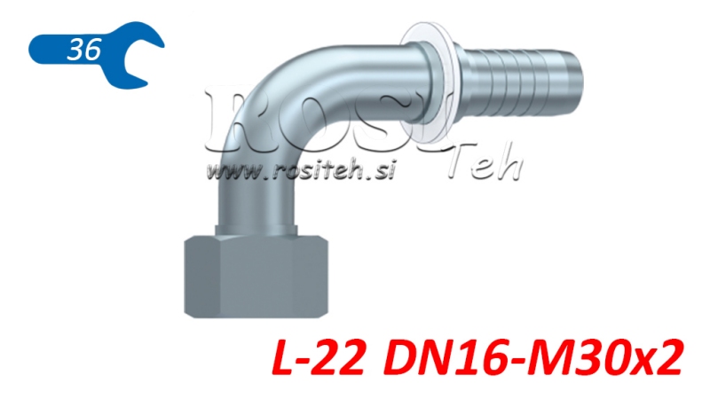 HYDRAULICKÉ PŘIPOJENÍ DKOL 22 L ŽENSKÝ ELBOW 90 DN16-M30X2