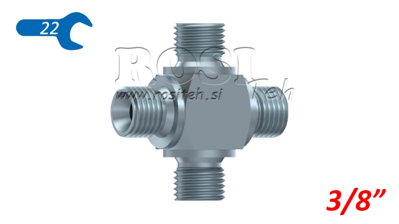 HYDRAULICKÝ T KONEKTOR BSP MUŽSKÝ KŘÍŽ 3/8