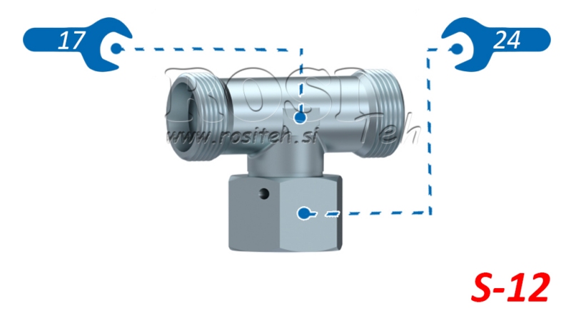 HYDRAULICKÝ T-KUS S-12 S CENTRÁLNÍ OTOČNOU MATKOU M20X1,5