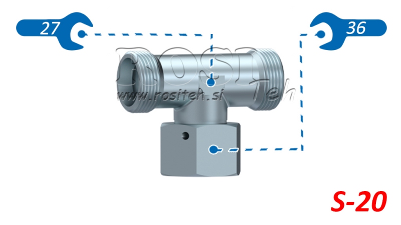 HYDRAULICKÝ T-KUS S-20 S CENTRÁLNÍ OTOČNOU MATKOU M30X2