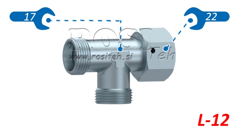 HYDRAULICKÝ T-KUS L-12 S BOČNÍ OTOČNOU MATKOU M18X1,5