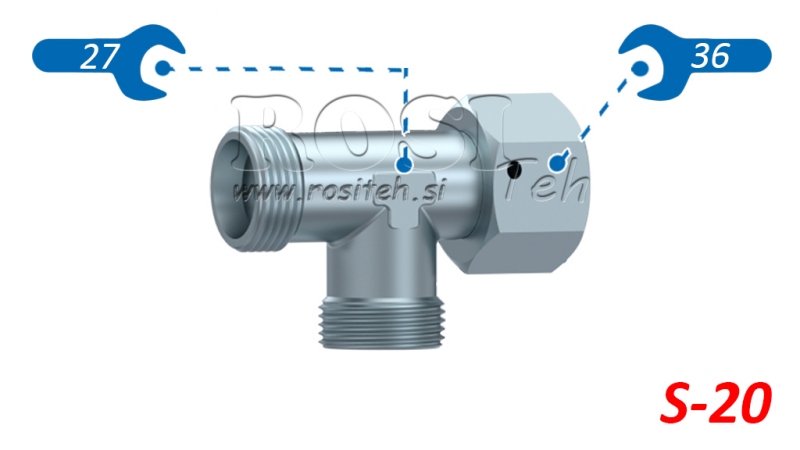 HYDRAULICKÝ T-KUS S-20 S BOČNÍ OTOČNOU MATKOU M30X2