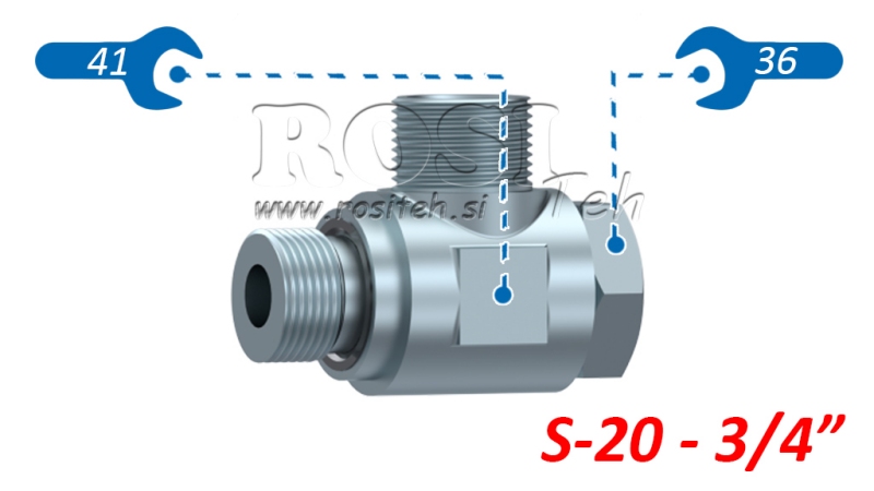 HYDRAULICKÁ OTOČNÁ KOLENOVÁ SPOJKA SWVE (20S) M30X2-BSP 3/4