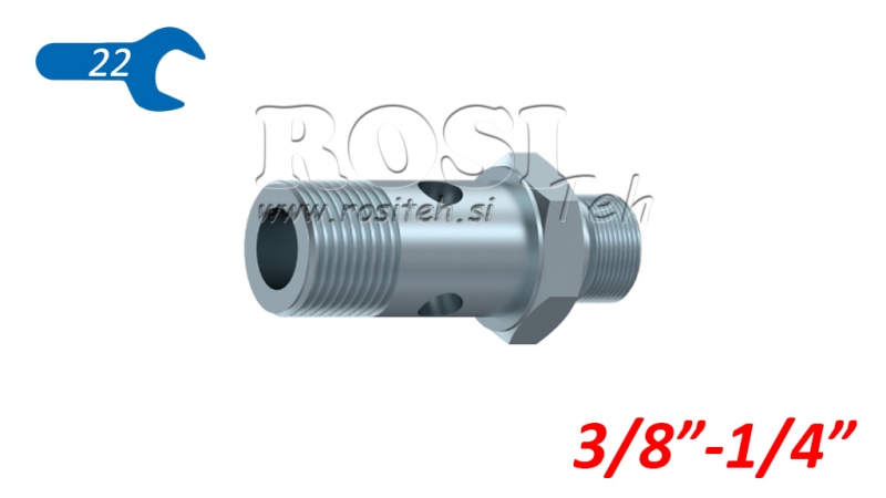HYDRAULICKÝ BANJO ŠROUB BSP 3/8 S PRODLOUŽENÝM ZÁVITEM BSP 1/4