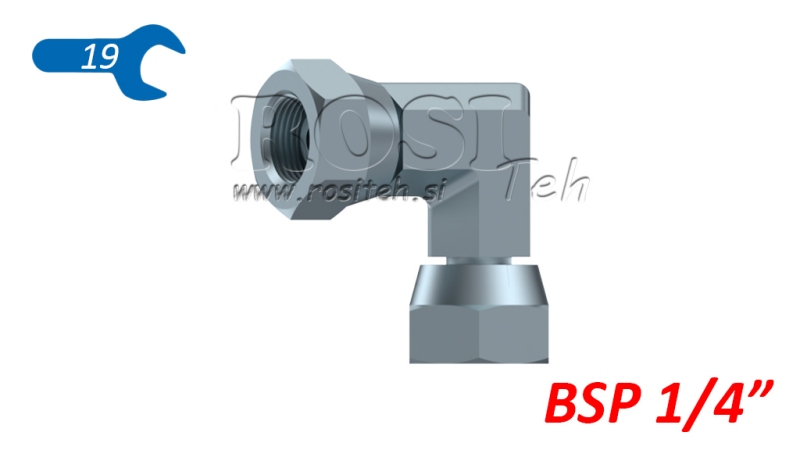 HIDRAVLIČNO KOLENO 90° KRATKO DVOJNA VRTLJIVA MATICA BSP1/4
