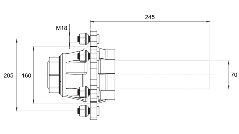 POLOOSA BEZ BRZD - 3600 kg (6 ŠROUBŮ) - 245 mm