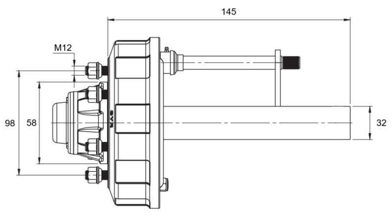 POLOOSA S BRZDAMI - 450 kg (4 ŠROUBY) - 145 mm