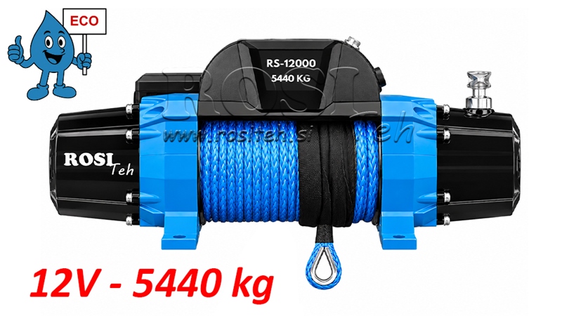 12 V ELEKTRICKÝ NAVIJÁK RS-12000 - 5440 kg - SYNTETICKÉ LANO - ECO