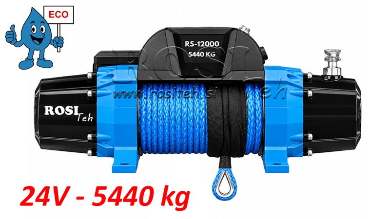 24 V ELEKTRICKÝ NAVIJÁK RS-12000 - 5440 kg - SYNTETICKÉ LANO - ECO