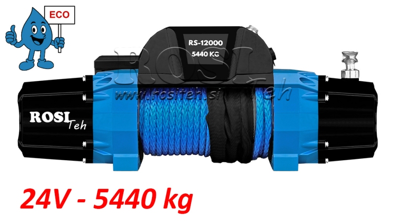 24 V ELEKTRICKÝ NAVIJÁK RS-12000 - 5440 kg - SYNTETICKÉ LANO - ECO