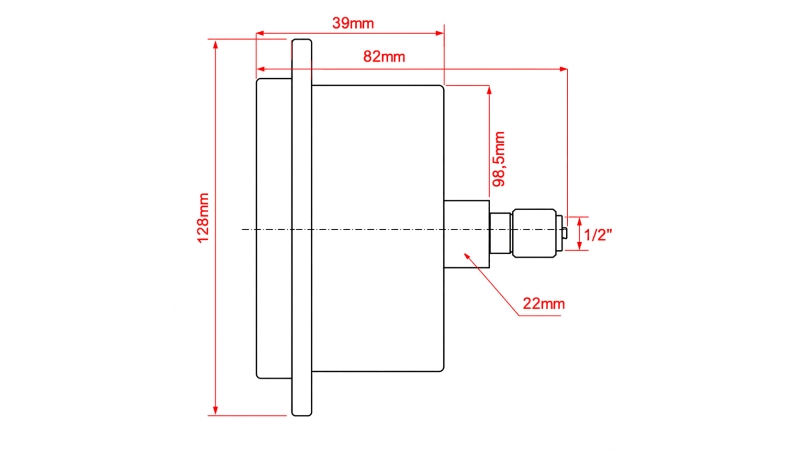 MANOMETR DN100 ZADNÍ 0 - 10 BAR - 1/2