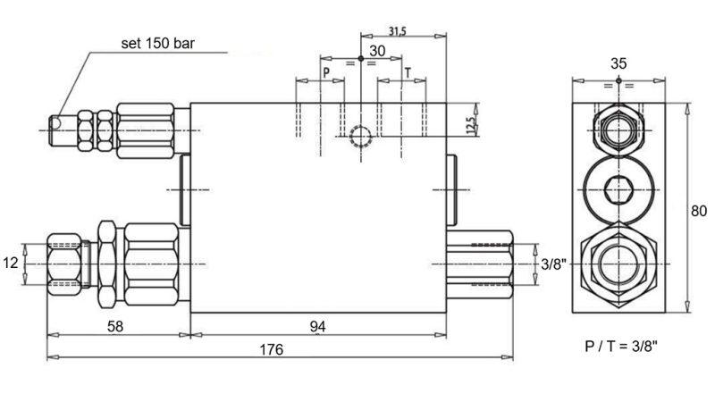 HIDRAVLIČNI CILINDER 60/40-180 Z OBRAČALNIM VENTILOM - PLUG ZA ZEMLJO