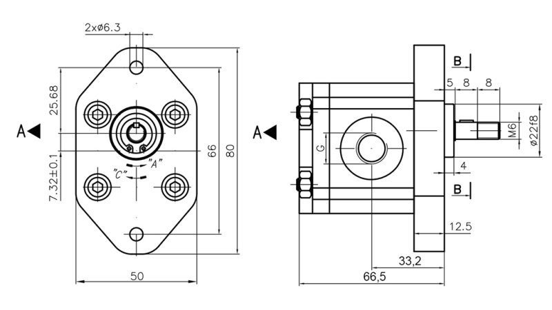 HYDRAULIC PUMP 00A1.5X032 GR.0 - 1,5cc - LEFT