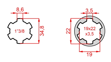 ZAPFWELLEN ANSATZ 13/8 21x25x5 - 6 ZÄHNE