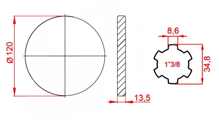 ZAPFWELLENADAPTER MIT FLANSCH 1-3/8 (125 mm)
