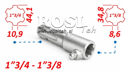 ZAPFWELLENADAPTER MIT BOLZEN VON 1-3/8 AUF 1-3/4 (165 mm)