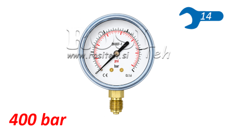 MANOMETR DN63 VERTIKÁLNÍ 0 - 400 BAR - 1/4
