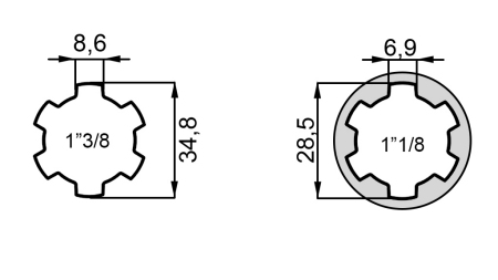ZAPFWELLEN ANSATZ von 1”3/8  aufs 1”1/8