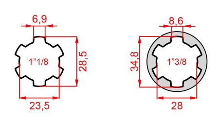 KARDANOVÝ ADAPTÉR Z 1-3/8 NA 1-1/8 (140 mm)