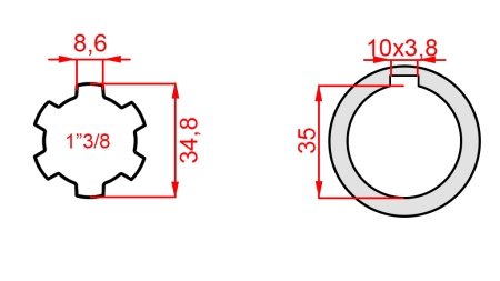 ADAPTER KARDANA 1-3/8 - OTWÓR fi 35 mm (160 mm)