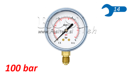MANOMETR DN63 VERTIKÁLNÍ 0 - 100 BAR - 1/4