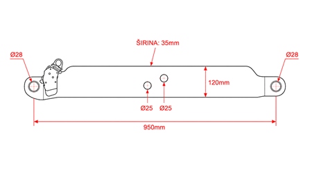 SPODNÍ RAMENA TŘÍBODOVÉHO ZÁVĚSU CAT.3 - 120x35 mm - 950 mm (140 HP)