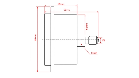 MANOMETR DN63 ZADNÍ 0 - 10 BAR - 1/4