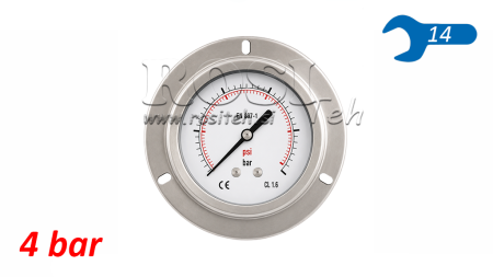 MANOMETR DN63 ZADNÍ 0 - 4 BAR - 1/4