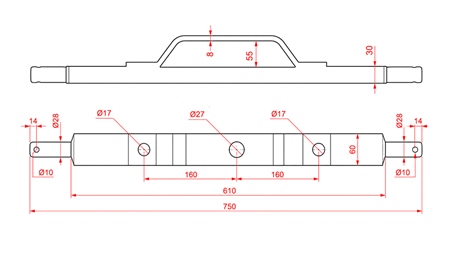 TRAKTOROVÝ HYDRAULICKÝ PŘEKLAD KATEGORIE 2 S MONTÁŽÍ (L-750MM)