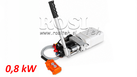MINI HYDRAULINEN YKSIKKÖ 24V DC - 0.8KW = 0.5CC - 1.5 LITROA - YKSISUUNTAINEN YKSIKKÖ (PVC) MANUAALIPUMPULLA