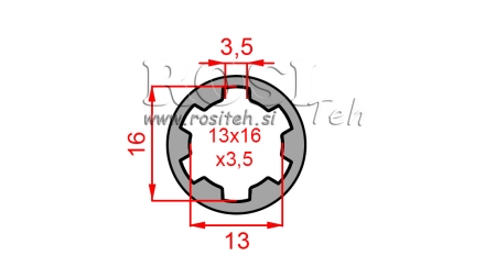 KARDANSKI NASTAVEK PUŠA 13x16x3,5 (6 zob) (40 mm)