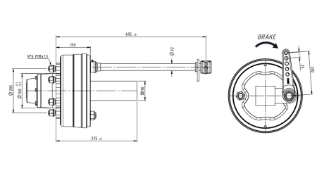 PŮL-OS S BRZDAMI 5.250 KG L.290 MM