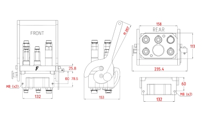 MULTI-FASTER SPOJKA 3PLK 5CESTNÁ BSP 3×3/8 2×9/16 PEVNÁ ČÁST