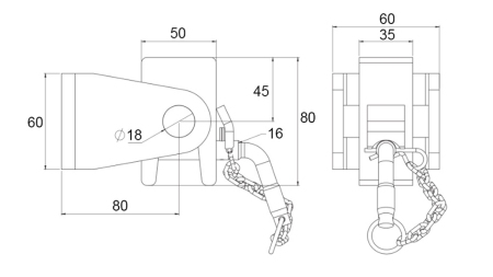 DRŽÁK SKLÁPĚCÍ KORBY 50x60 - VIDLICOVÝ TYP - ECO
