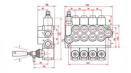 HYDRAULICKÝ RUČNÍ VENTIL – 4-SEKČNÍ ROZVADĚČ 4xR40 ECO