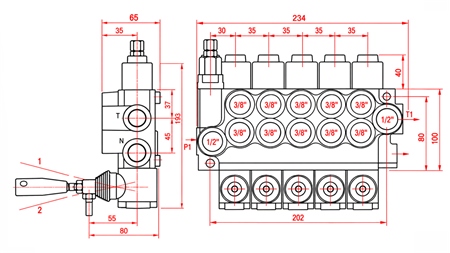 HYDRAULICKÝ RUČNÍ VENTIL – 5-SEKČNÍ ROZVADĚČ 5xR40 ECO
