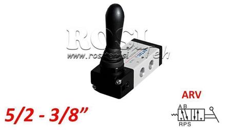 PNEUMATICKÝ RUKOJMOVÝ VENTIL 5/2 3/8 PRT-0852-ARV NÁVRAT S PRUŽINOU