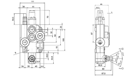 RUČNÍ HYDRAULICKÝ VENTIL MONOBLOK 1xZ80 + PLOVOUCÍ FUNKCE