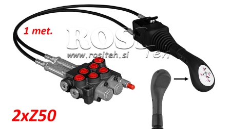 JOYSTICK BEZ TLAČÍTKA - BOWDEN LANKO 1 m + HYDRAULICKÝ VENTIL 2xZ50