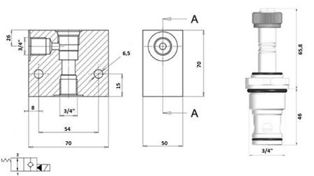 2-CESTNÝ VENTIL 3/4 (NO) 12V - 150lit - diagram