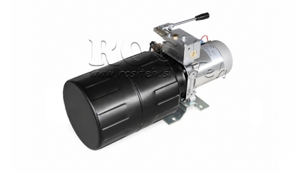 MINI HYDRAULICKÁ JEDNOTKA 12V DC - 1.6kW = 2.1cc - 8 litrů - jednofázová jednotka S RUČNÍ PUMPOU