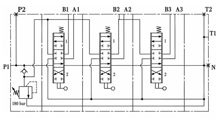 RUČNÍ HYDRAULICKÝ VENTIL MONOBLOK 3xP120