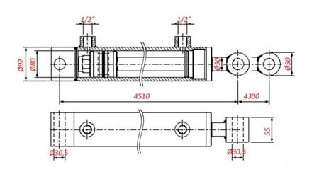 HYDRAULICKÝ CYLINDR PRO TAŽENÍ - DÍRA 80/50-4300