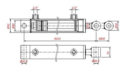 HYDRAULICKÝ CYLINDR PRO TAŽENÍ - DÍRA 80/50-3800
